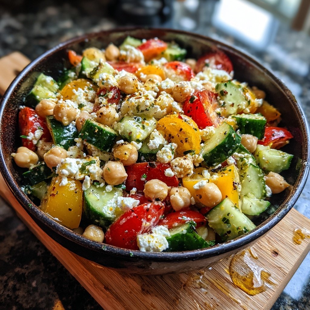 Mediterranean Chickpea Salad With Cucumber