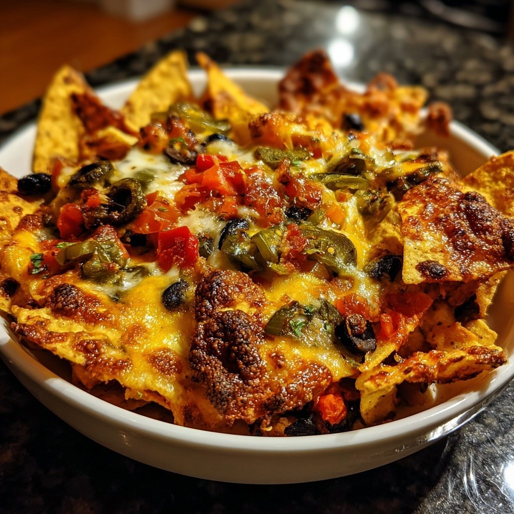 Super Bowl Appetizer Baked Veggie Nachos