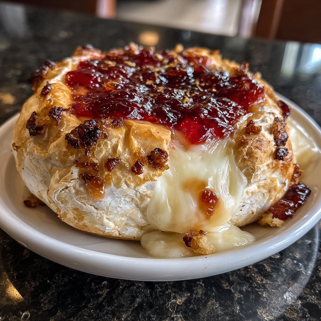 Baked Brie with Strawberry Preserves