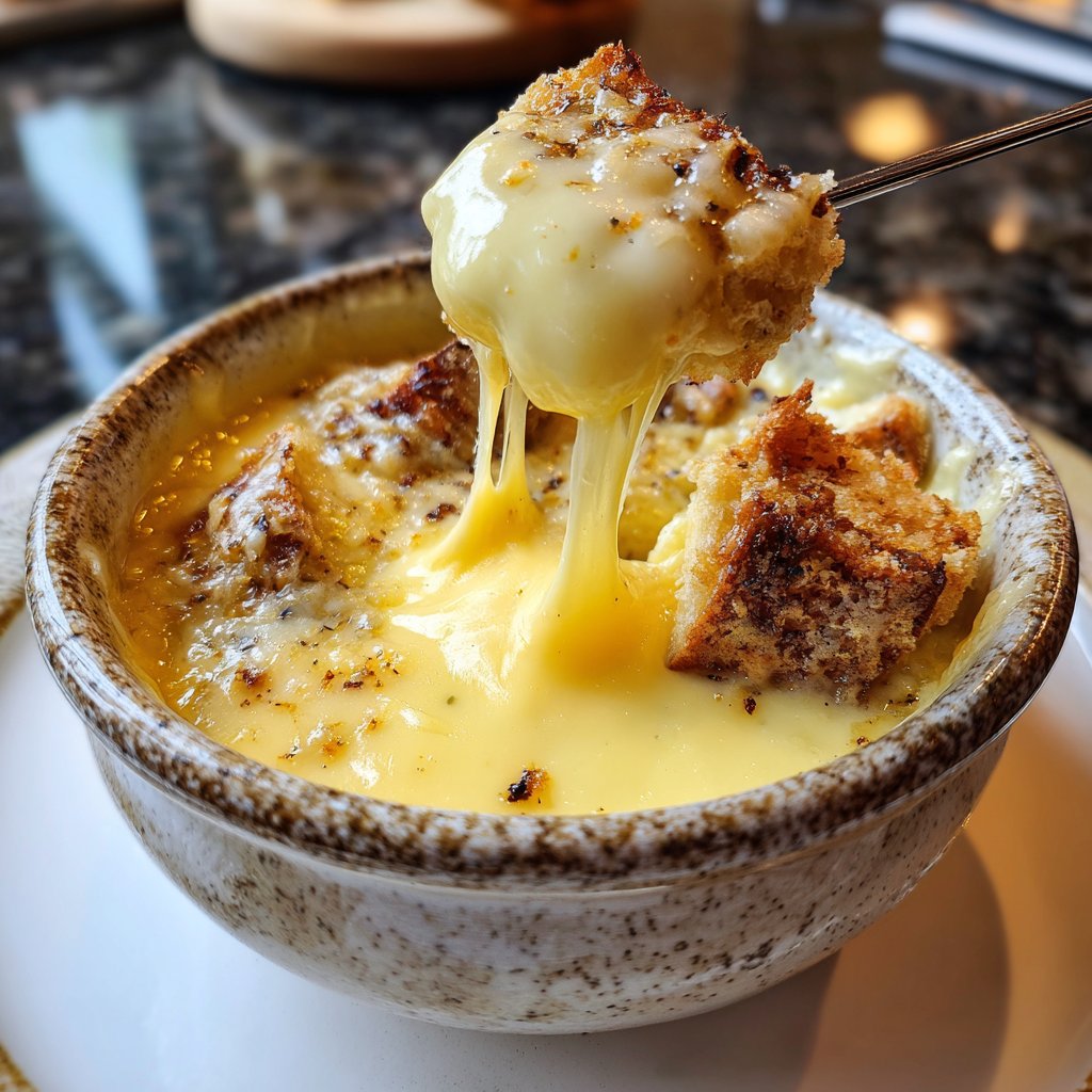 Fondue with Swiss Cheese and Garlic