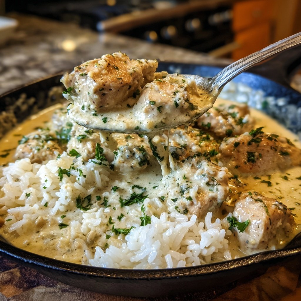 Creamy Garlic Chicken With Rice