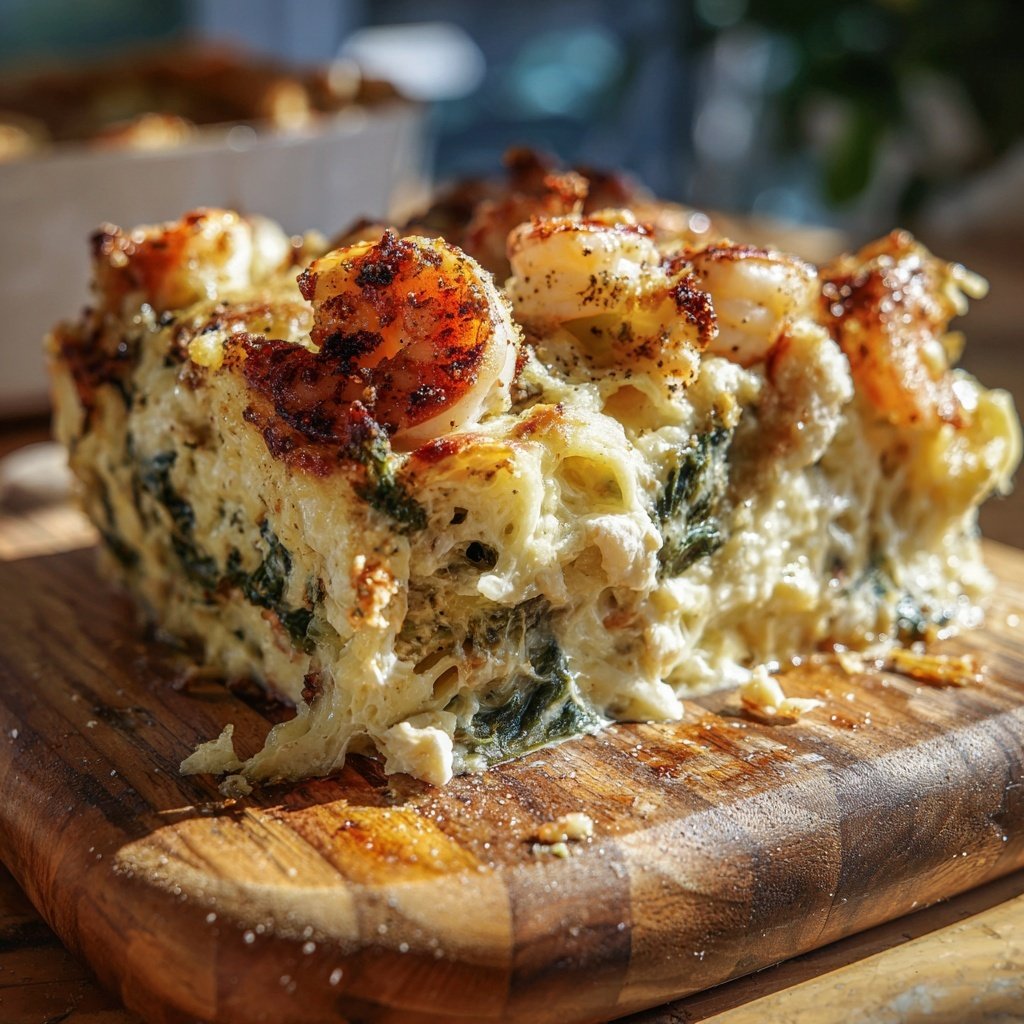 Shrimp Spinach Alfredo Bake