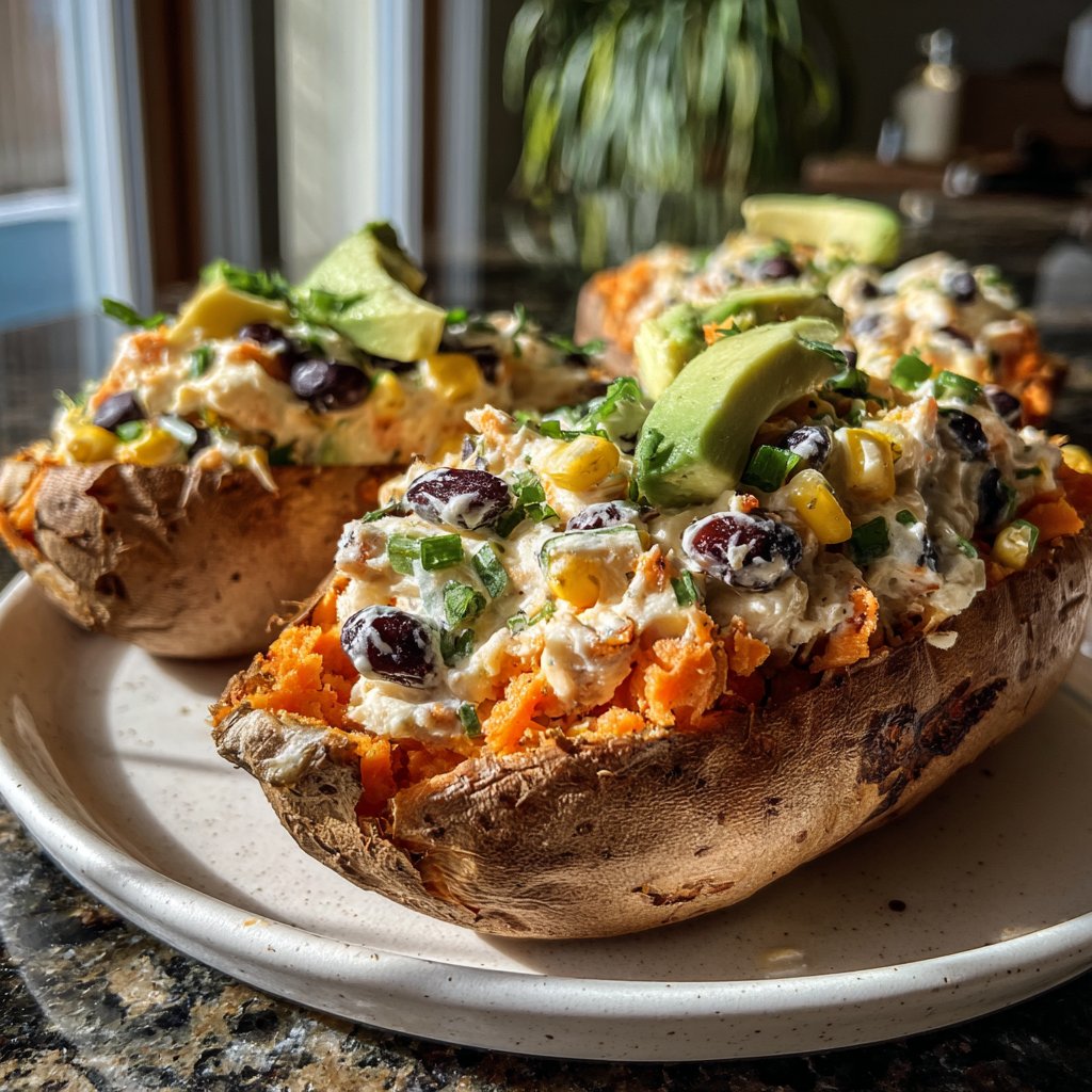 Baked Sweet Potato Veggie Boats