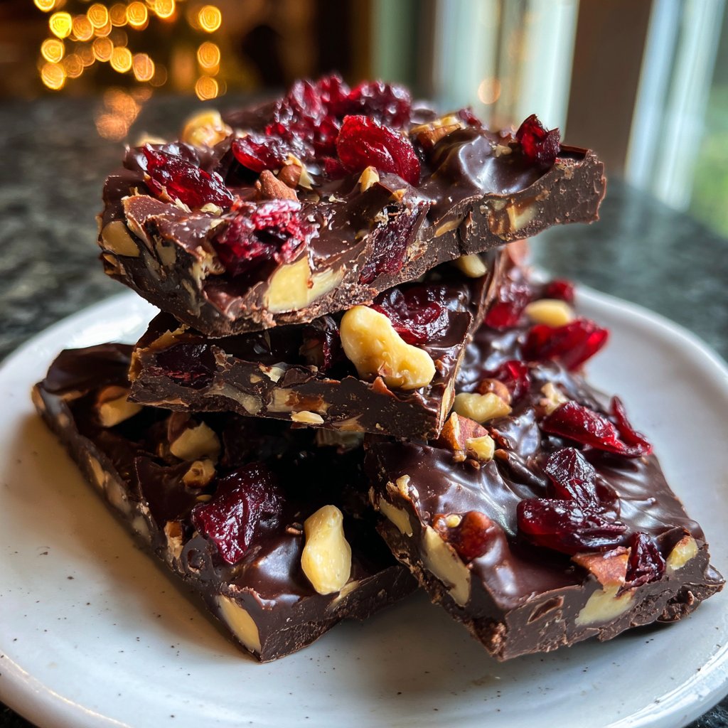 Chocolate Cranberry Nut Bark