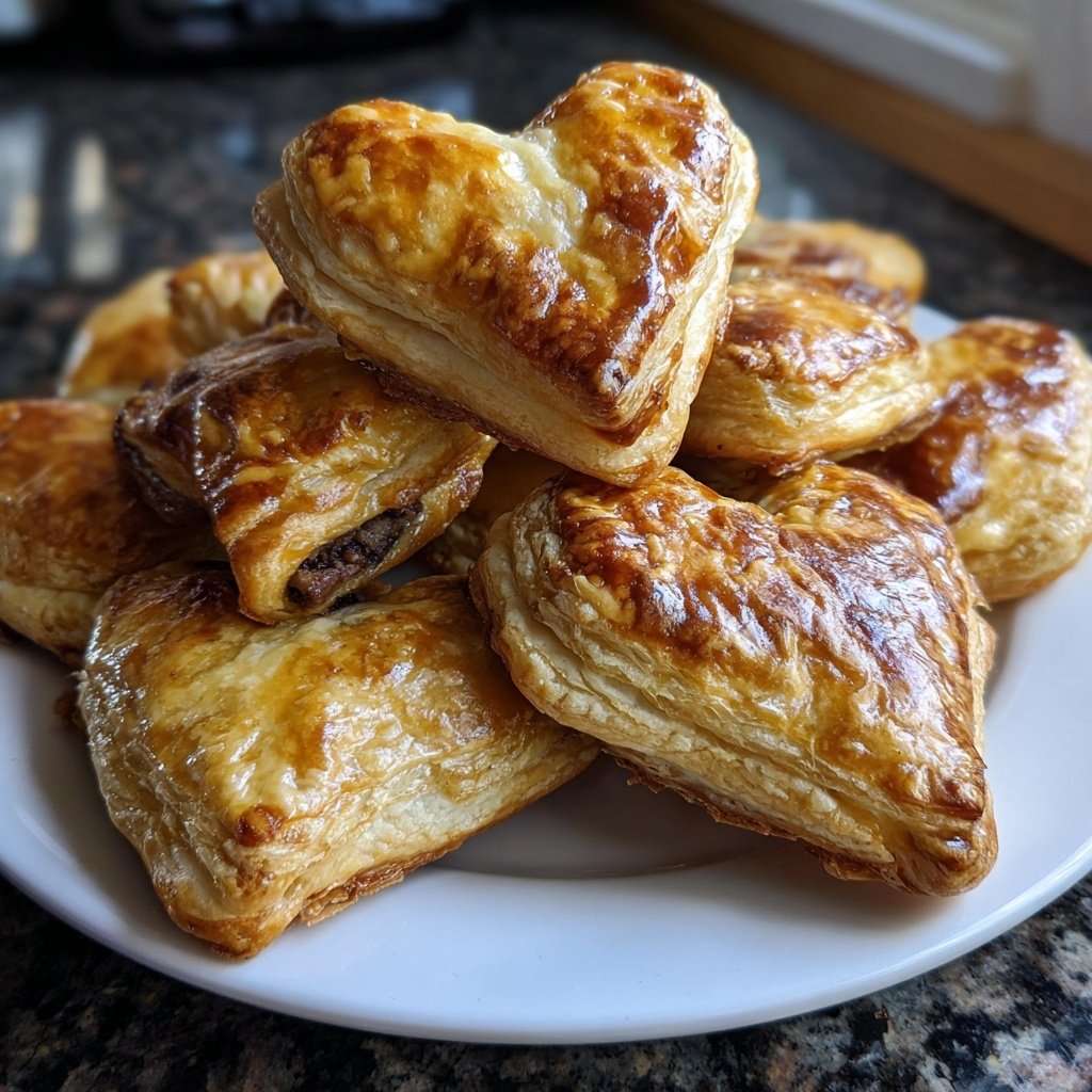 Puff Pastry Hearts with Mushroom Duxelles