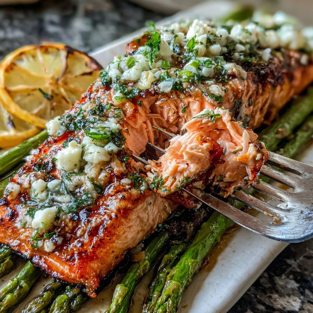Healthy Lemon Herb Salmon With Roasted Asparagus