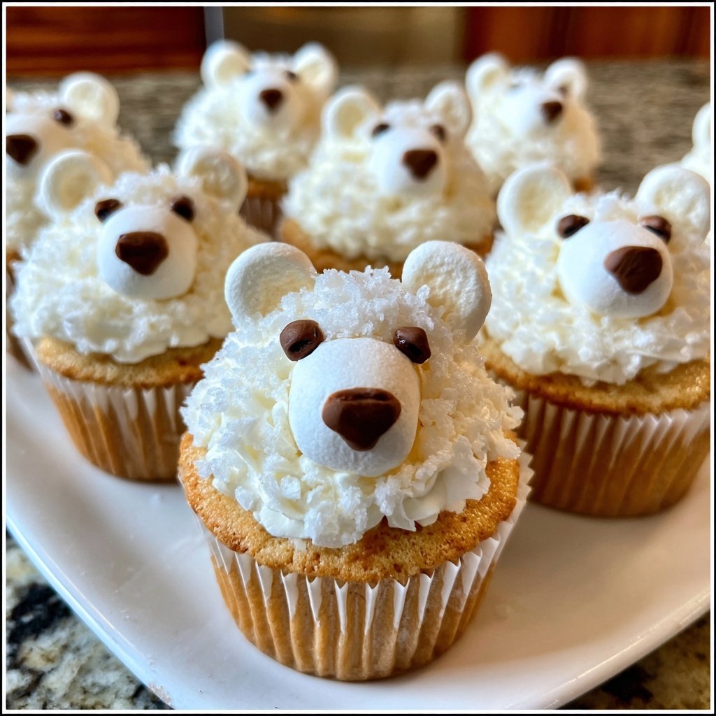 Christmas Polar White Bear Cupcakes